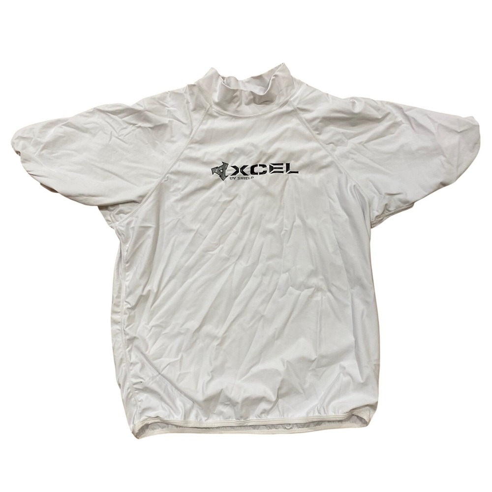 XCEL Mens UV Shield Rash Guard Short Sleeve Mock Neck White Size 3XL